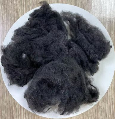 अच्छी कीमत पुनर्नवीनीकरण पॉलिएस्टर स्टेपल फाइबर 6D 65mm डार्क ग्रे ऑनलाइन